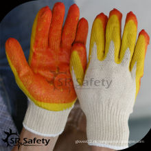 SRSAFETY 10 Gauge gestrickte Natur Polycotton beschichtete Handschuh orange Latex Handschuhe